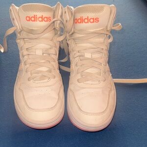 Adidas White and Orange High-Tops